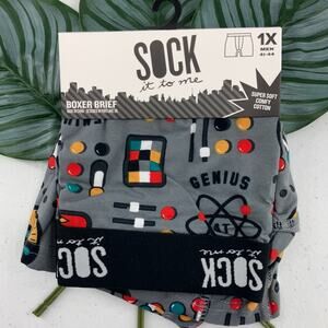 Sock It To Me Gray Red Black Atom Science Tech Genius Cotton Blend Boxer Brief